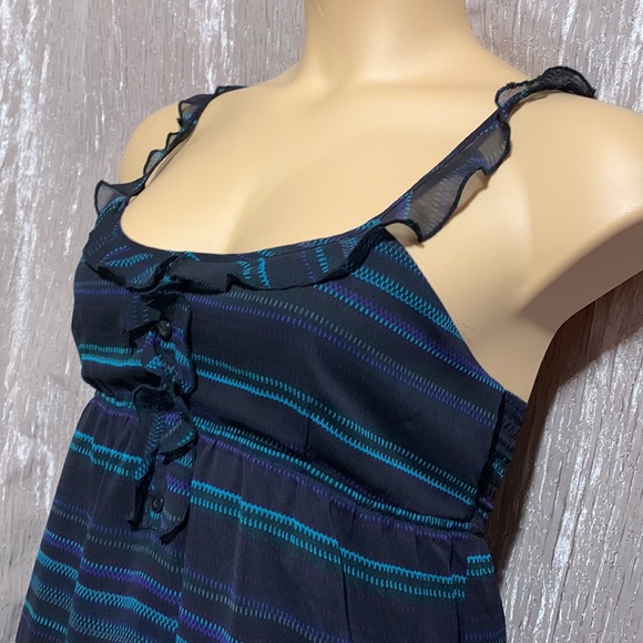 Volcom Summer Dress Navy Blue Black Stripes M - Picture 6 of 15